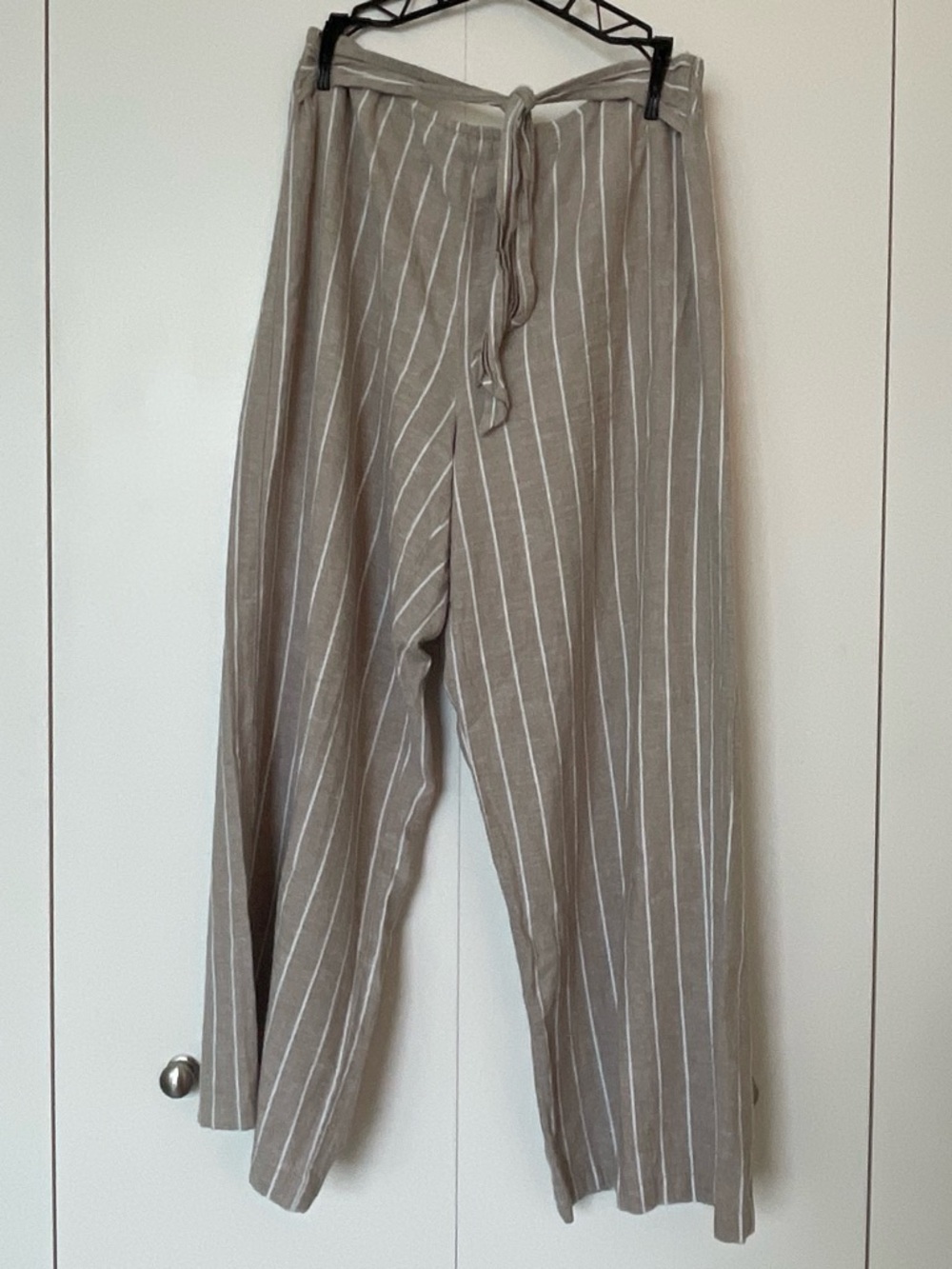 beachlunchlounge Taupe Pinstripe Drawstring Chinos